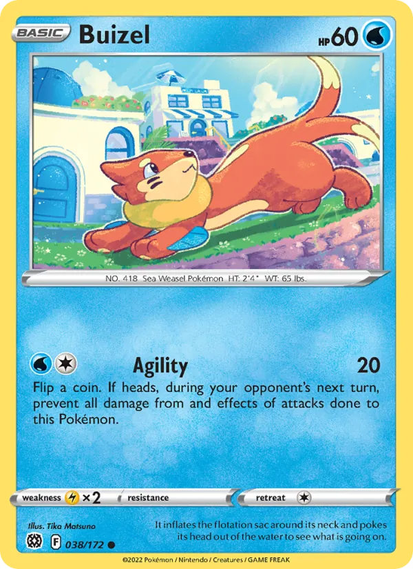 Buizel Reverse Holo 038/172 Brilliant Stars Pokémon Card