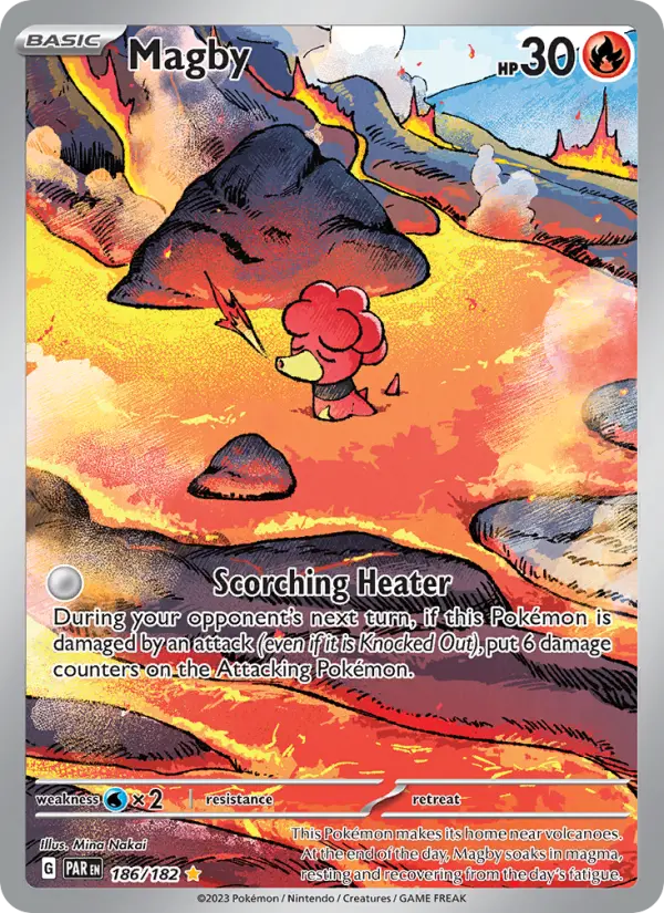 Magby Holo 186/182 Paradox Rift Pokémon Card