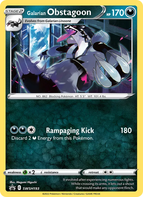 Galarian Obstagoon Normal WH193/307 SWSH Black Star Promos Pokémon Card