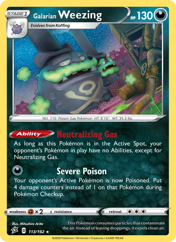 Galarian Weezing Reverse Holo 113/192 Rebel Clash Pokémon Card
