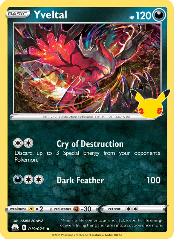Yveltal Holo 019/25 Celebrations Pokémon Card