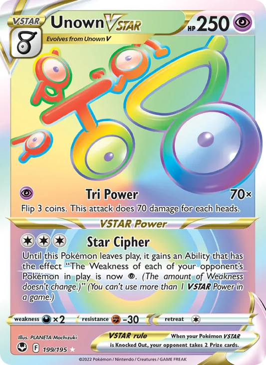 Unown VSTAR Holo 199/195 Silver Tempest Pokémon Card
