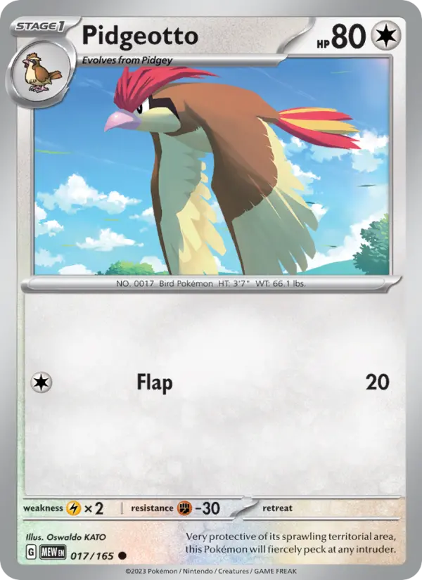 Pidgeotto Reverse Holo 017/165 151 Pokémon Card