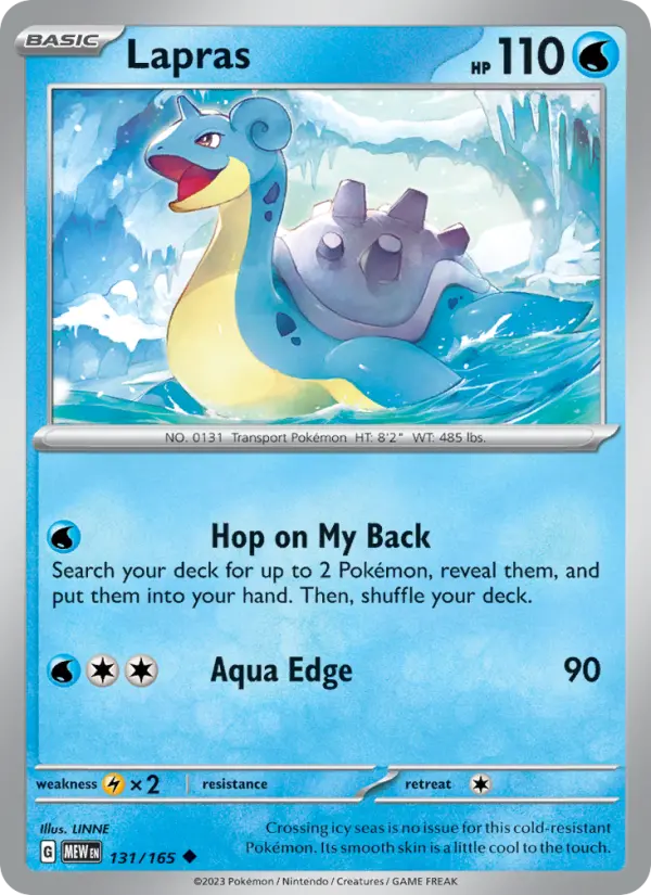 Lapras Reverse Holo 131/165 151 Pokémon Card