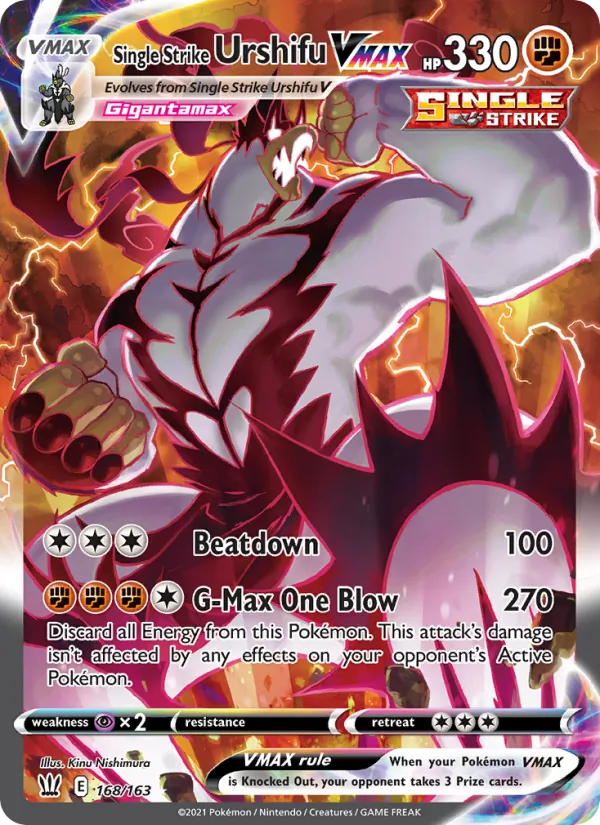 Single Strike Urshifu VMAX Holo 168/163 Battle Styles Pokémon Card