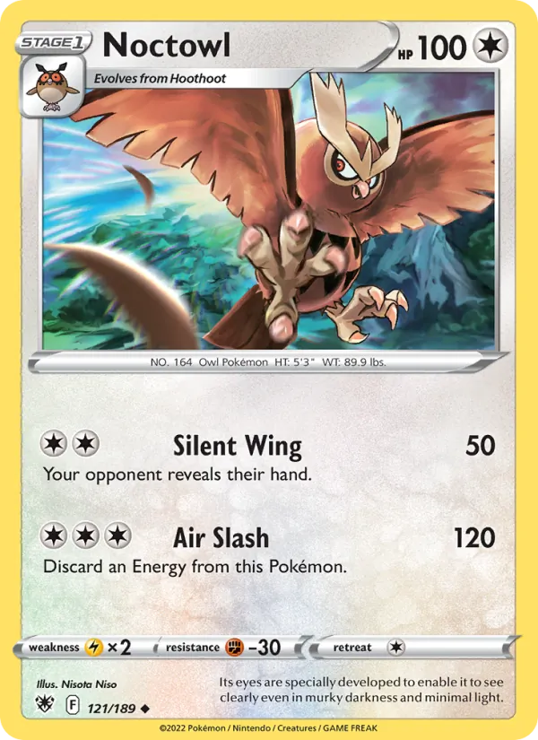 Noctowl Reverse Holo 121/189 Astral Radiance Pokémon Card