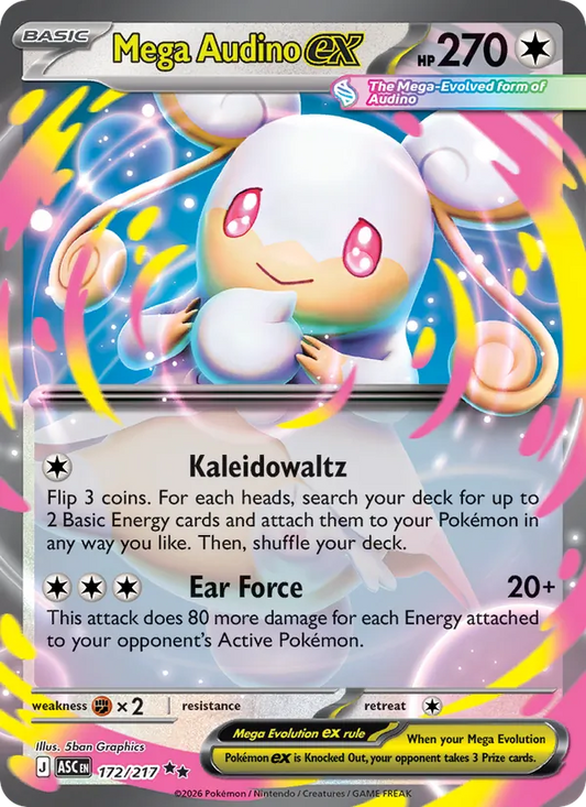 Mega Audino ex Holo 172/217 Ascended Heroes Pokémon Card