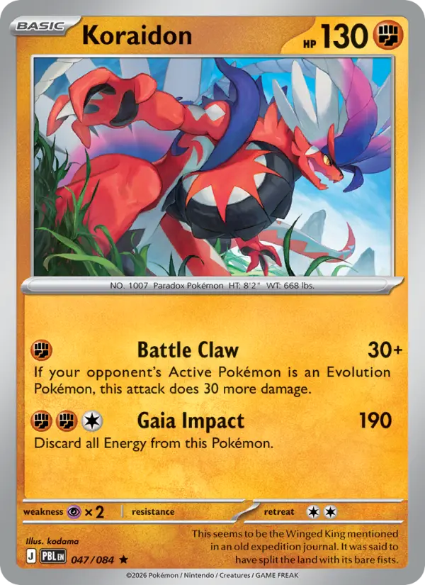 Koraidon Reverse Holo 047/84 Pitch Black Pokémon Card