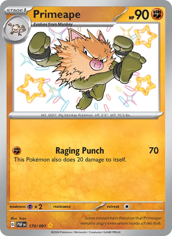 Primeape Holo 170/91 Paldean Fates Pokémon Card