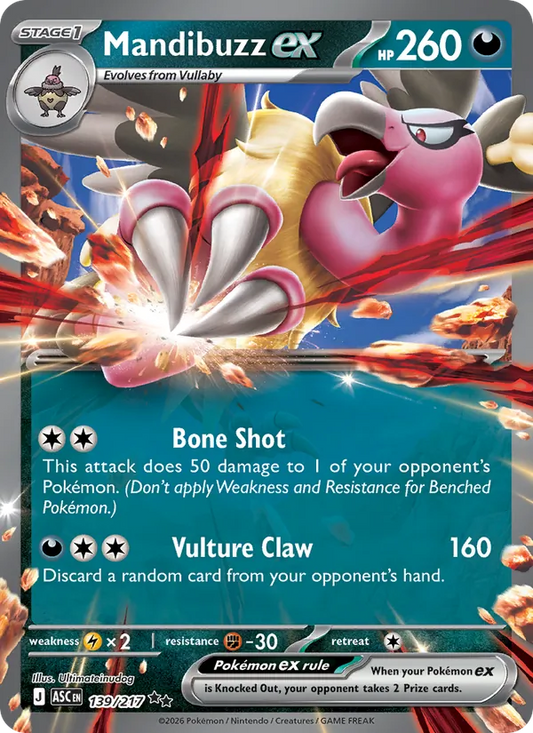 Mandibuzz ex Holo 139/217 Ascended Heroes Pokémon Card