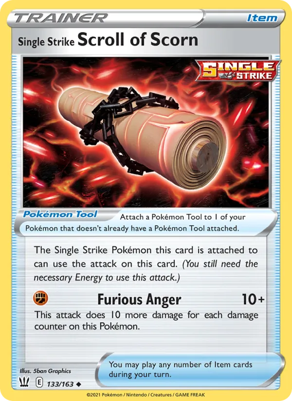 Single Strike Scroll of Scorn Reverse Holo 133/163 Battle Styles Pokémon Card