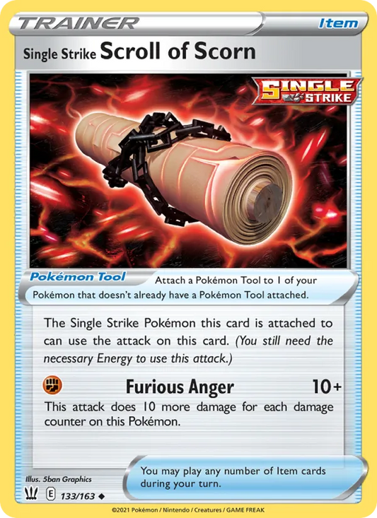 Single Strike Scroll of Scorn Reverse Holo 133/163 Battle Styles Pokémon Card