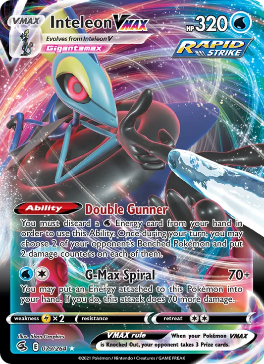 Inteleon VMAX Holo 079/264 Fusion Strike Pokémon Card
