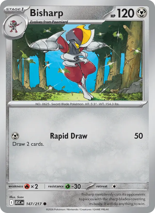 Bisharp Reverse Holo 147/217 Ascended Heroes Pokémon Card