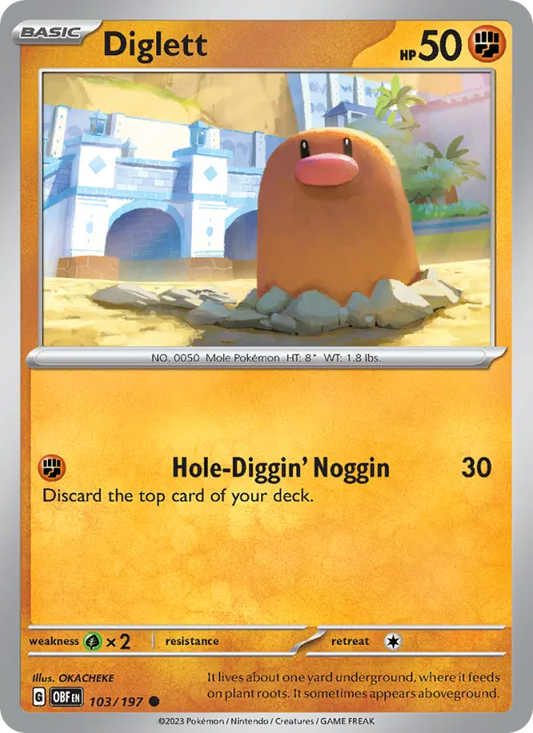 Diglett Normal 103/197 Obsidian Flames Pokémon Card