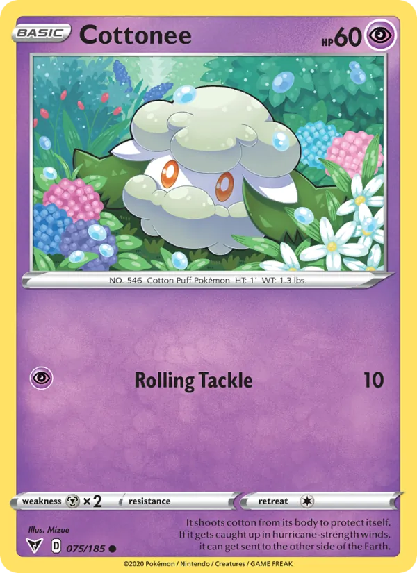 Cottonee Reverse Holo 075/185 Vivid Voltage Pokémon Card