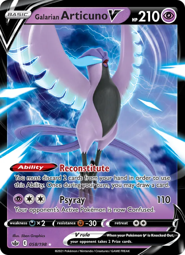 Galarian Articuno V Holo 058/198 Chilling Reign Pokémon Card