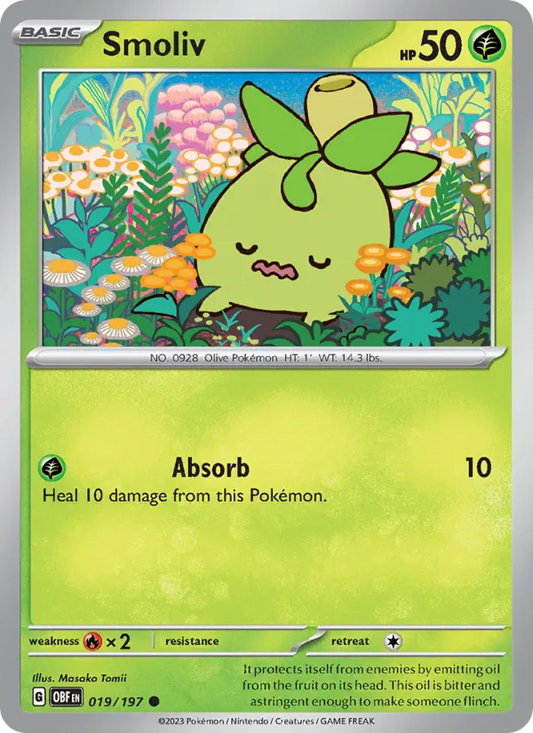 Smoliv Normal 019/197 Obsidian Flames Pokémon Card