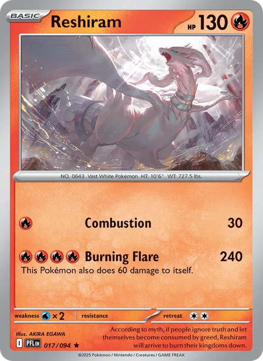Reshiram Holo 017/94 Phantasmal Flames Pokémon Card