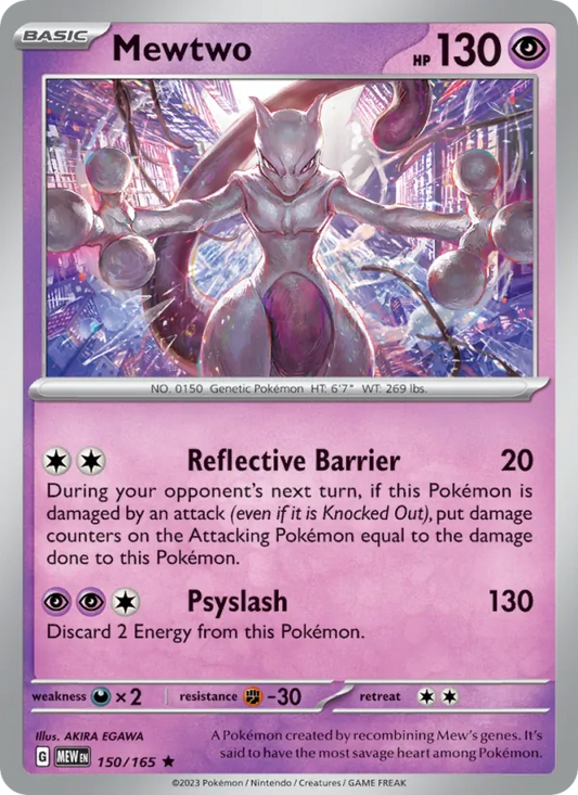 Mewtwo Holo 150/165 151 Pokémon Card