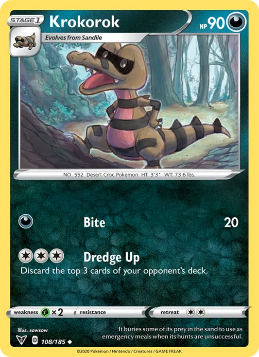 Krokorok Reverse Holo 108/185 Vivid Voltage Pokémon Card