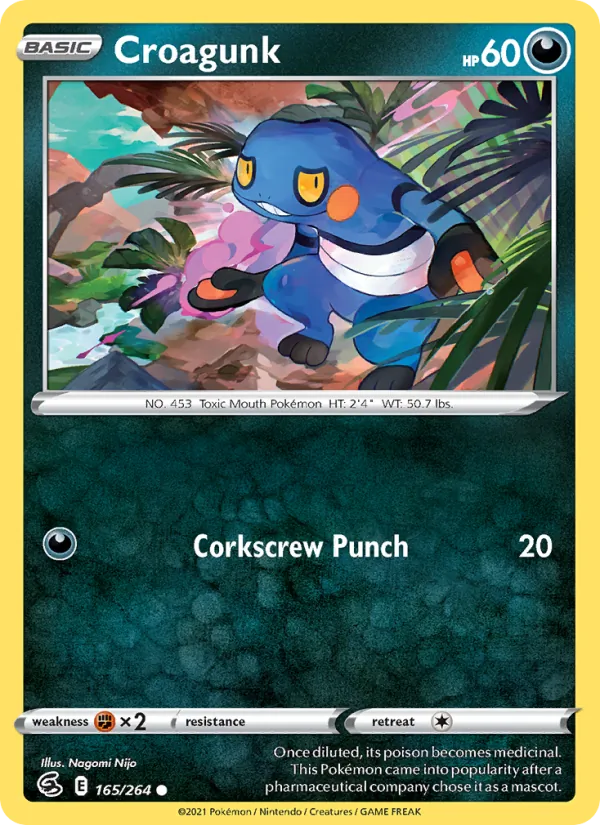 Croagunk Reverse Holo 165/264 Fusion Strike Pokémon Card