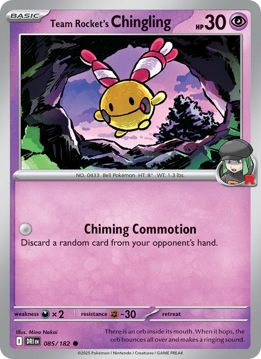Team Rocket's Chingling Normal 085/182 Destined Rivals Pokémon Card