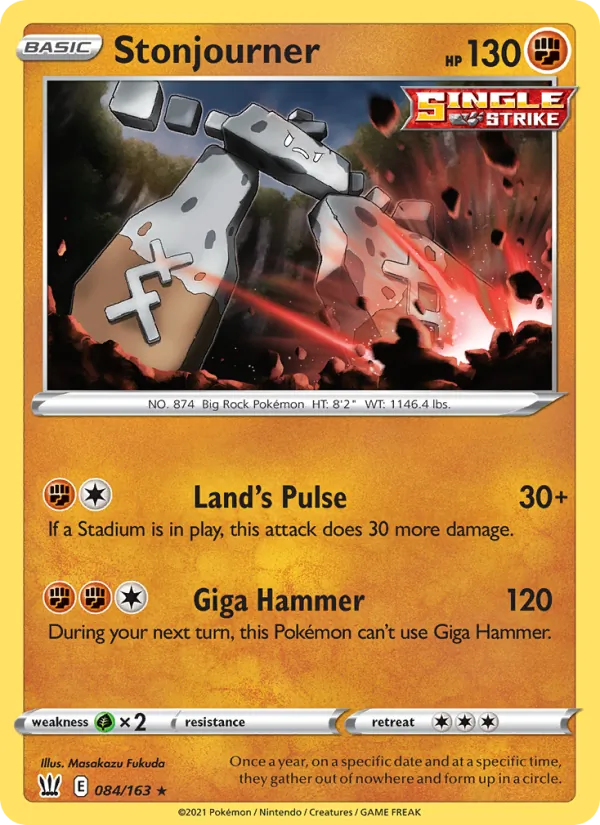 Stonjourner Reverse Holo 084/163 Battle Styles Pokémon Card