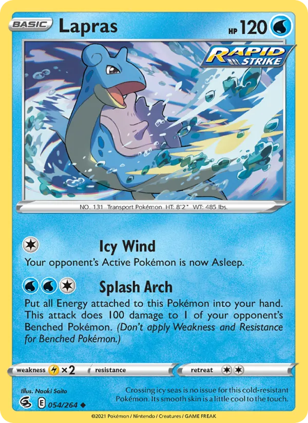 Lapras Reverse Holo 054/264 Fusion Strike Pokémon Card