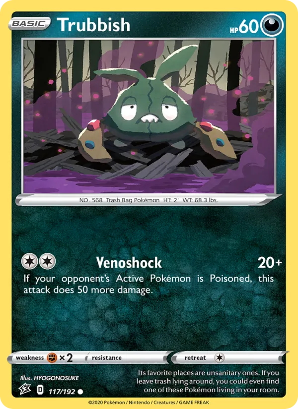 Trubbish Reverse Holo 117/192 Rebel Clash Pokémon Card