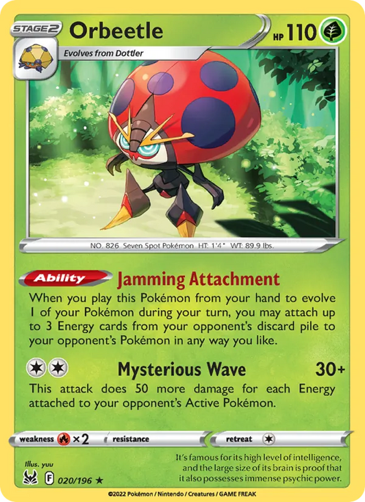 Orbeetle Reverse Holo 020/196 Lost Origin Pokémon Card