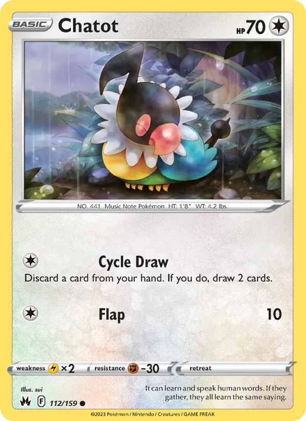 Chatot Reverse Holo 112/159 Crown Zenith Pokémon Card