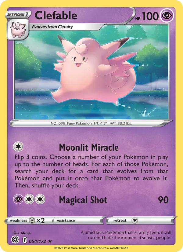 Clefable Reverse Holo 054/172 Brilliant Stars Pokémon Card