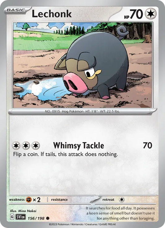 Lechonk Normal 156/198 Scarlet & Violet Pokémon Card