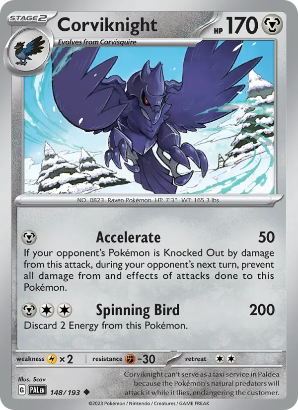 Corviknight Non-Foil 148/193 Paldea Evolved Pokémon Card