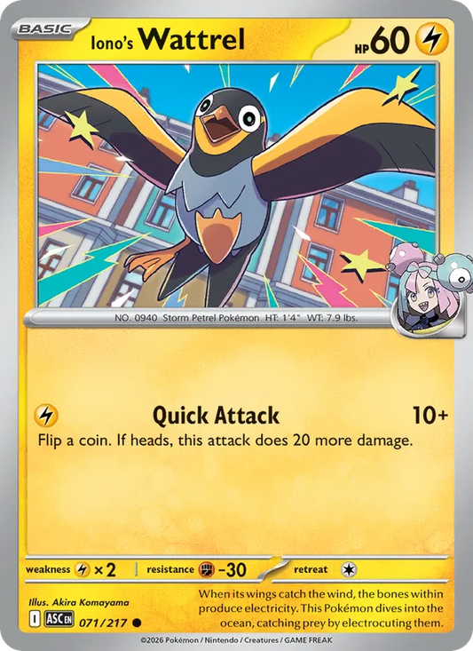 Iono's Wattrel Normal 071/217 Ascended Heroes Pokémon Card