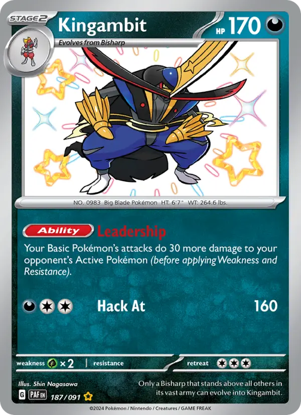 Kingambit Holo 187/91 Paldean Fates Pokémon Card