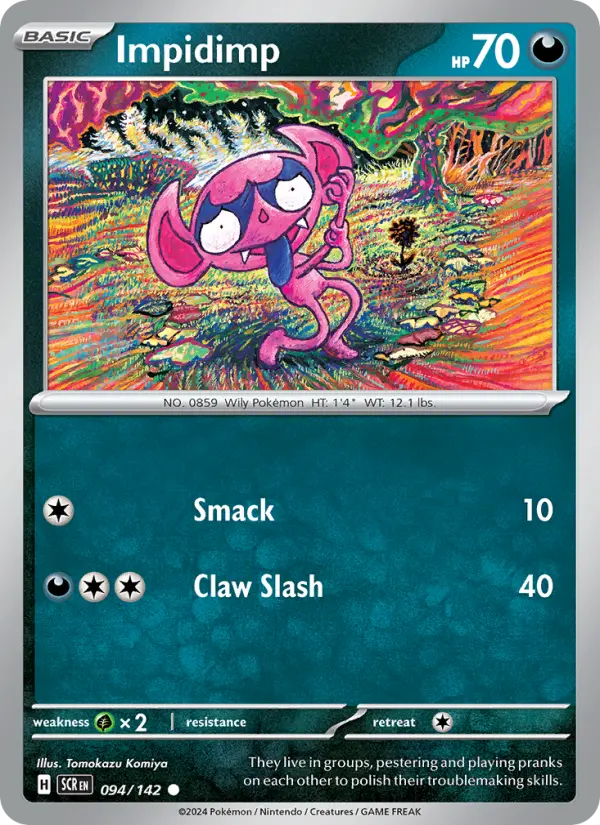 Impidimp Reverse Holo 094/142 Stellar Crown Pokémon Card