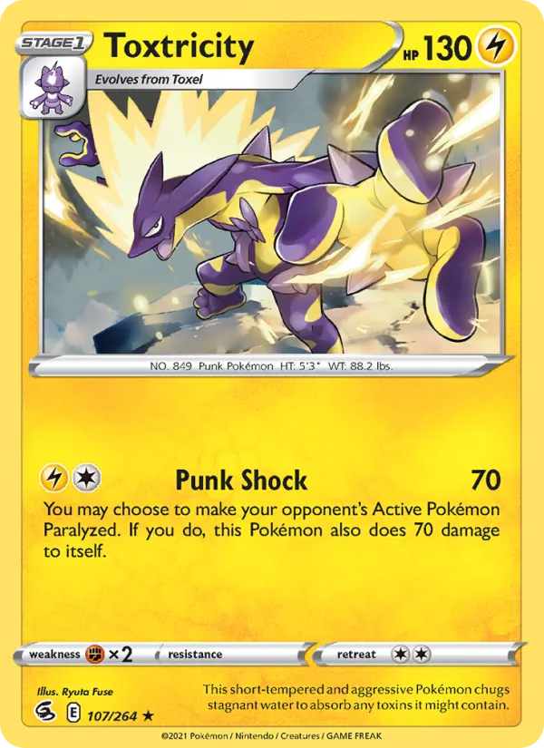 Toxtricity Reverse Holo 107/264 Fusion Strike Pokémon Card