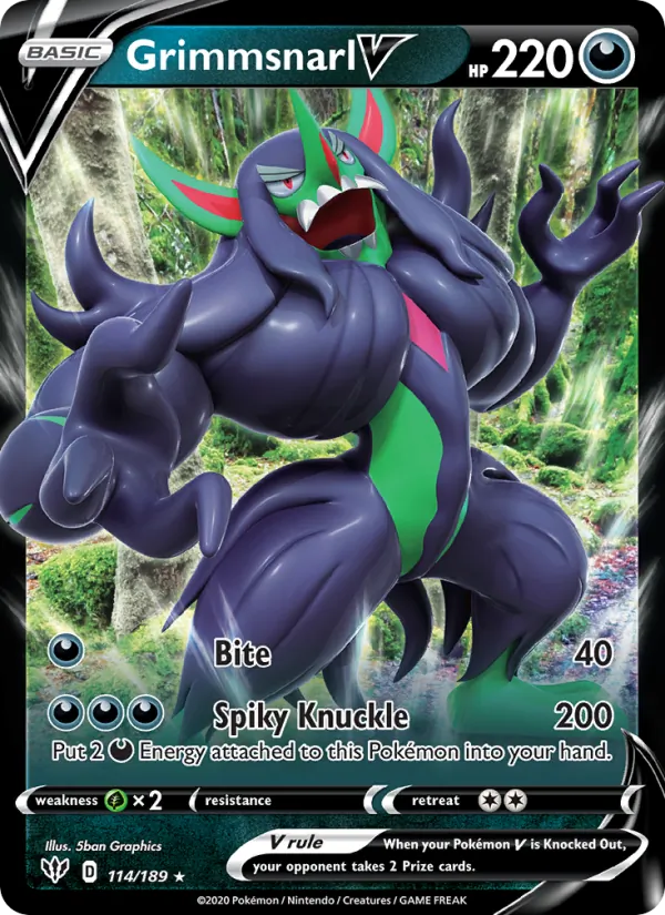 Grimmsnarl V Holo 114/189 Darkness Ablaze Pokémon Card