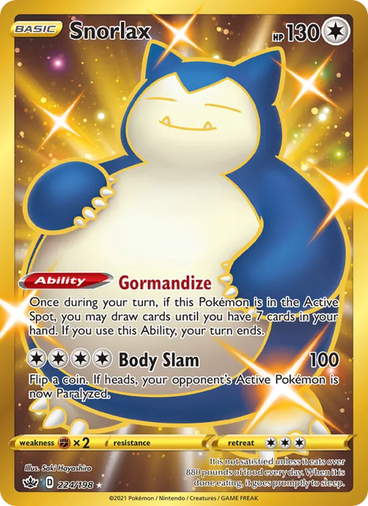 Snorlax Holo 224/198 Chilling Reign Pokémon Card