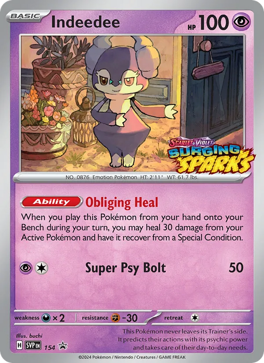 Indeedee Holo 154/225 SVP Black Star Promos Pokémon Card