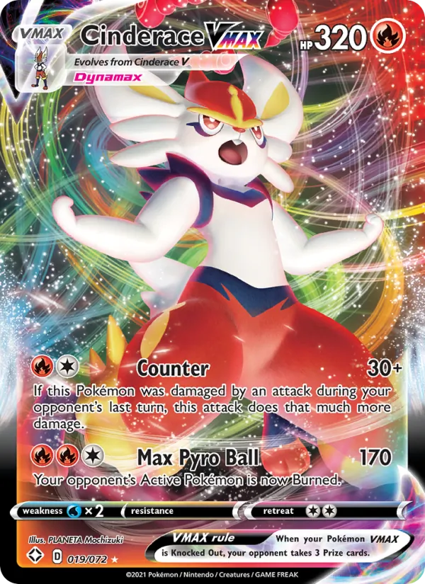 Cinderace VMAX Holo 019/72 Shining Fates Pokémon Card