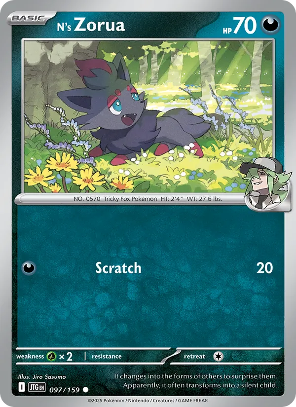 N's Zorua Normal 097/159 Journey Together Pokémon Card