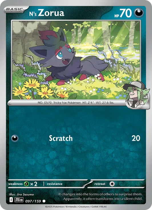 N's Zorua Normal 097/159 Journey Together Pokémon Card
