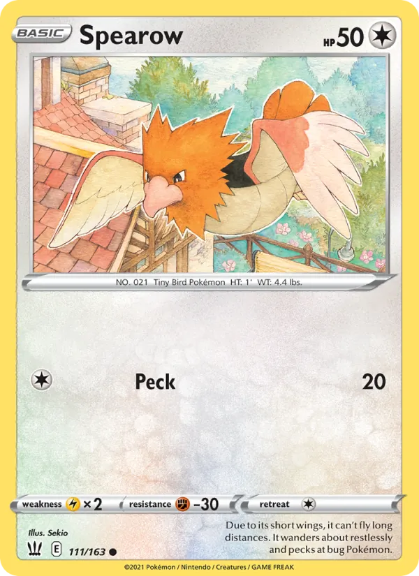 Spearow Reverse Holo 111/163 Battle Styles Pokémon Card