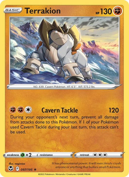 Terrakion Reverse Holo 097/195 Silver Tempest Pokémon Card