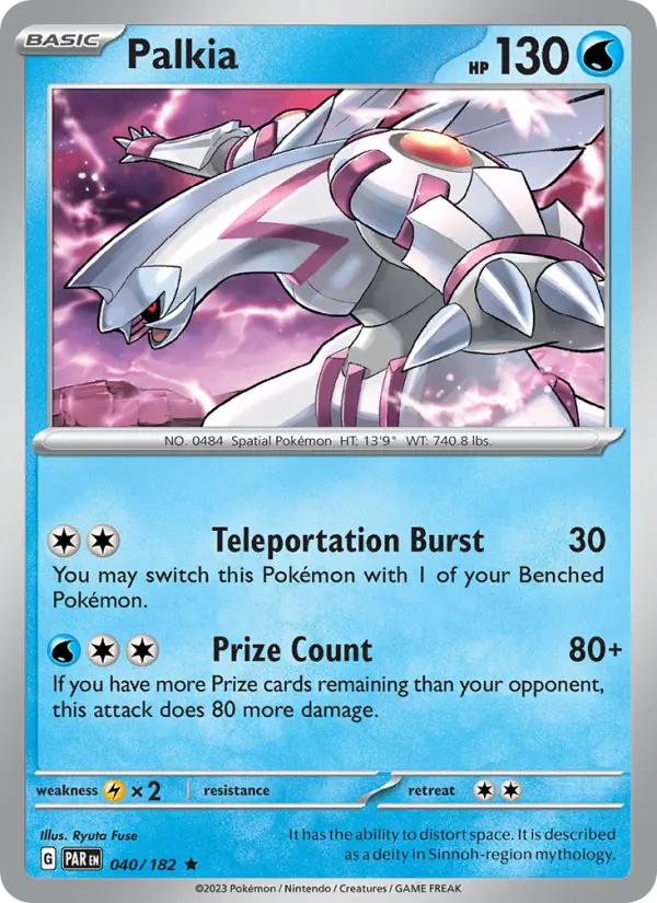 Palkia Reverse Holo 040/182 Paradox Rift Pokémon Card