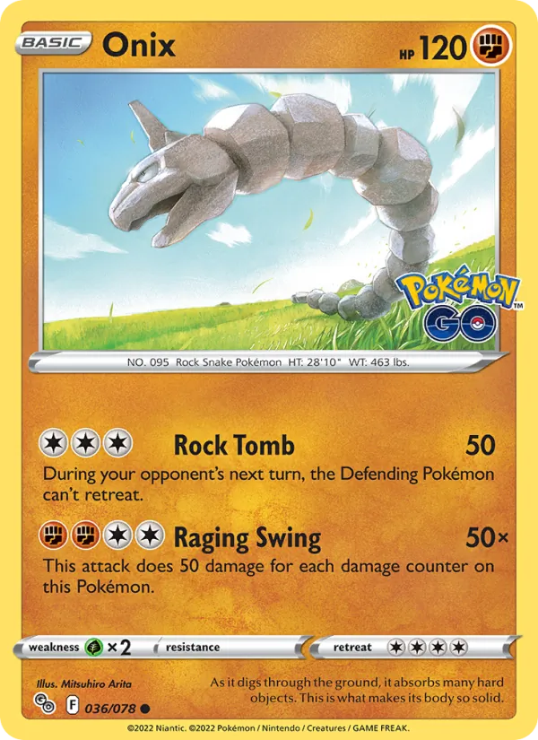 Onix Reverse Holo 036/78 Pokémon GO Pokémon Card