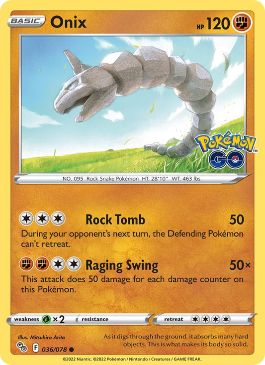 Onix Reverse Holo 036/78 Pokémon GO Pokémon Card